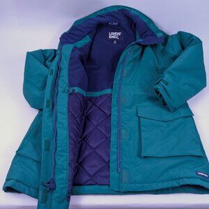 LL Bean Winter SQUALL Coat Women L 14-16 Green Hood Parka  Waterprrof Windproof